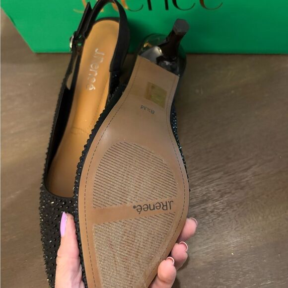 J.Renee Black Ferryanne Slingback Heels / Rhinestones Sz 8.5 New - Picture 10 of 10